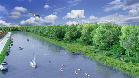 Ecologische verbindingszone toekomstbeeld langs de Ringvaart (schets)