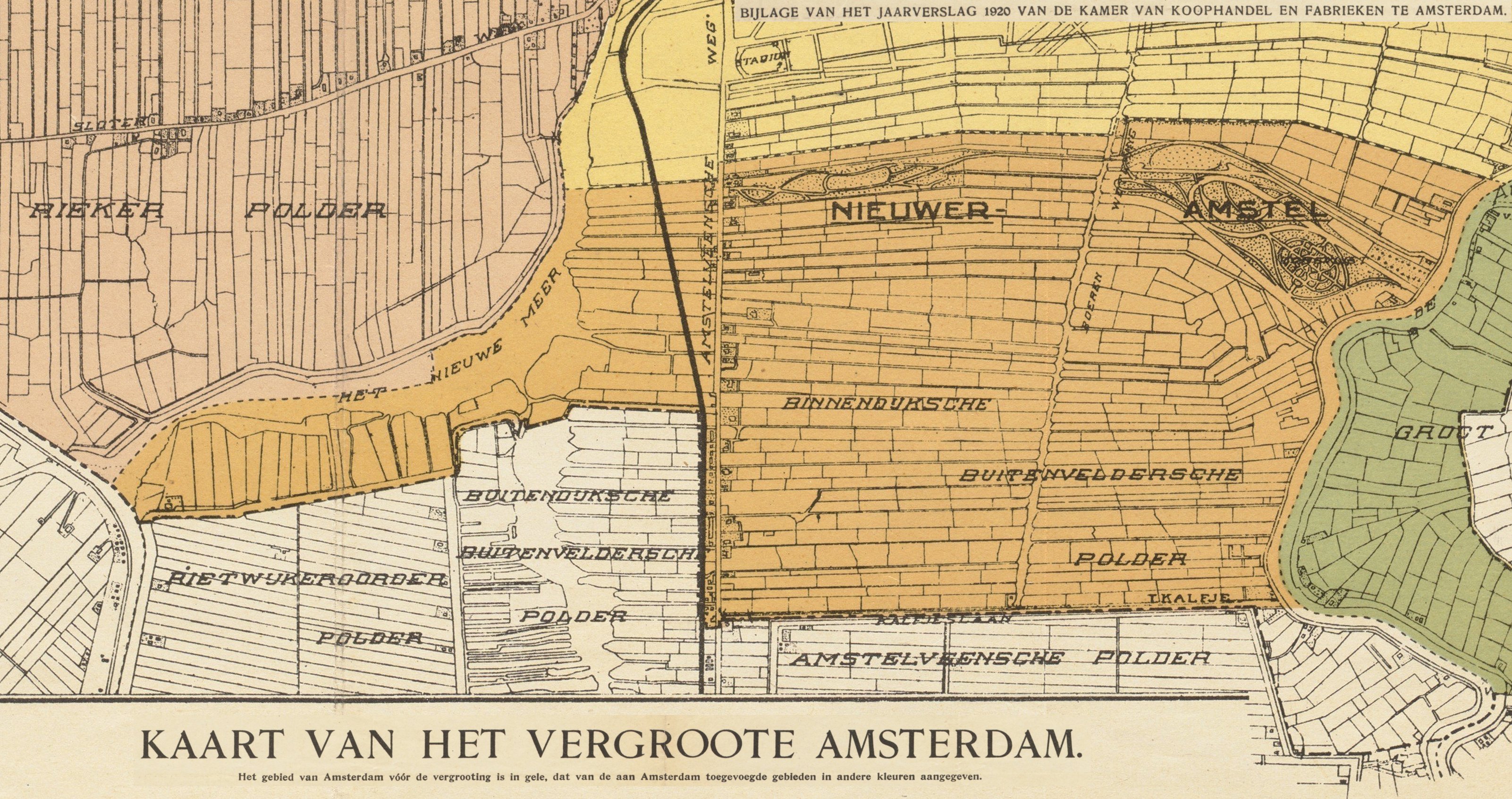 Kaart annexaties 1921 Amsterdam Nieuwer-Amstel (Stadsarchief Amsterdam)